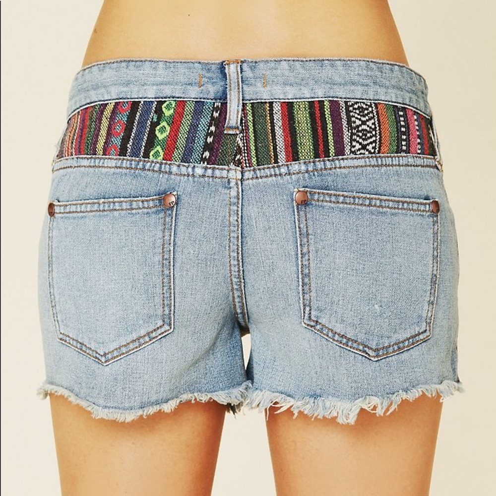 Free people colorful patterned jean shorts - Picture 3 of 6